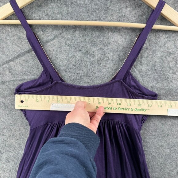 Soprano Tank Top Womens S Purple Beaded Y2K VTG Babydoll Flowy Scoop Neck - Picture 9 of 11